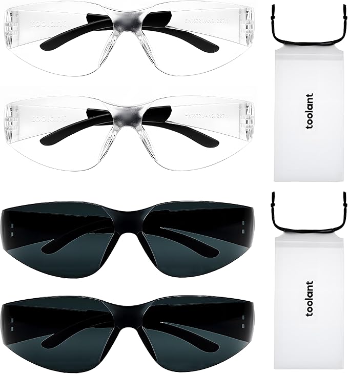 toolant Bulk Clear Safety Glasses with ANSI Z87.1 / UV 400 Standard, Eye Protection for Shooting, Construction and Laboratory