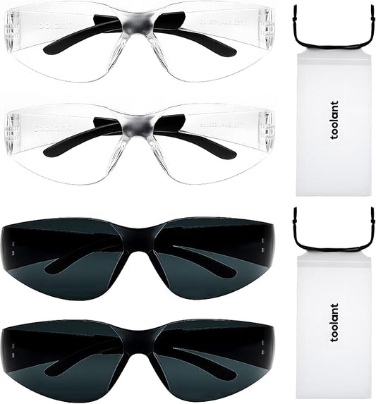 toolant Bulk Clear Safety Glasses with ANSI Z87.1 / UV 400 Standard, Eye Protection for Shooting, Construction and Laboratory