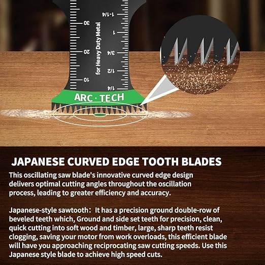 33PCS Oscillating Multi Tool Blade Kit, Professional Titanium Plated and Curved Edge Saw Blades with Quick Change Adapter, Professional Precision Cutting Blades for Wood/Metal, Plastic, DIY Projects