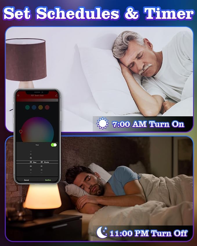 6 Pack E12 Smart Bulbs, Alexa WiFi Candelabra Smart Light Bulbs 5W 2700K-6500K Color Changing Dimmable RGBCW, Music Timer Ceiling Fan Smart B11 Candle Base Small LED Light Bulb, 2.4GHz WiFi