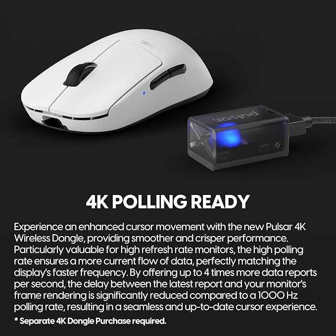 Pulsar Gaming Gears X2A mini Wireless Gaming Mouse, Ultra Lightweight 1.94 oz (55 g), Ambidextrous, Optical Switch, 2.4 Ghz 1 ms, 26000 DPI, PAW3395 Sensor (Mini, Wireless, White&Black)
