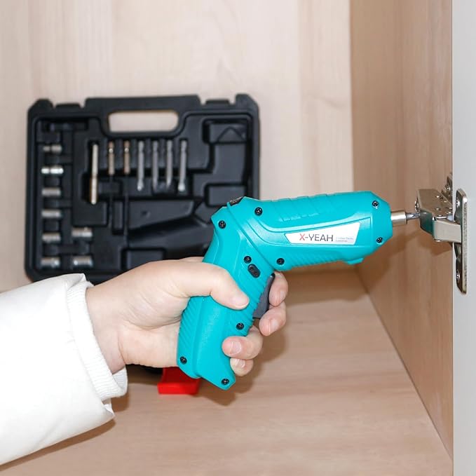 Small Electric Screwdriver, 3.7V Rechargeable Cordless Screwdriver with LED Light, Electric Screwdriver Kit Includes 45pcs Bit Set, USB Charging Cable, Carrying Case