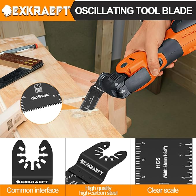 136 PCS Oscillating Tool Blade, Multi Tool Blades Kits with Sandpaper, Arc Edge & Titanium, Oscillating Saw Blades for Wood Metal, Universal Multitool Blades Fit Milwaukee, Ryobi