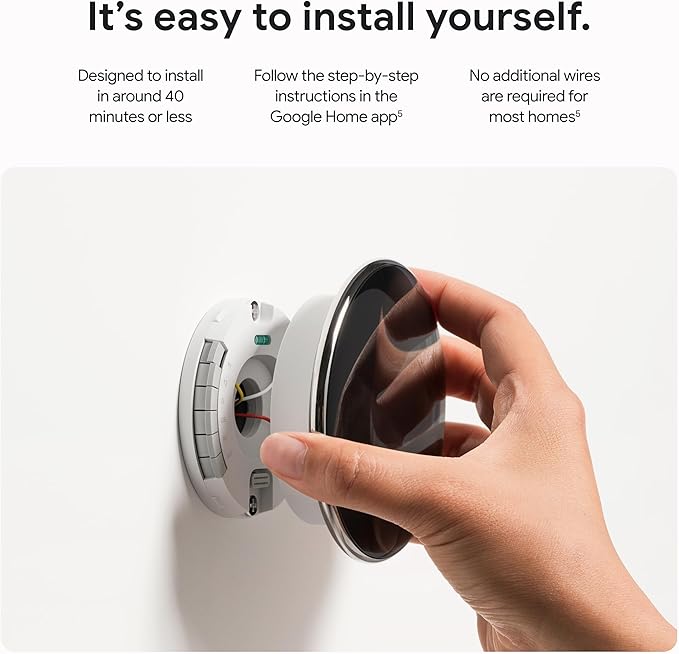 Google Nest Learning Thermostat (4th Gen, 2024) with Nest Temperature Sensor - Energy Saving Smart Thermostat - Works with Alexa, Apple HomeKit and Google Home App - Polished Gold
