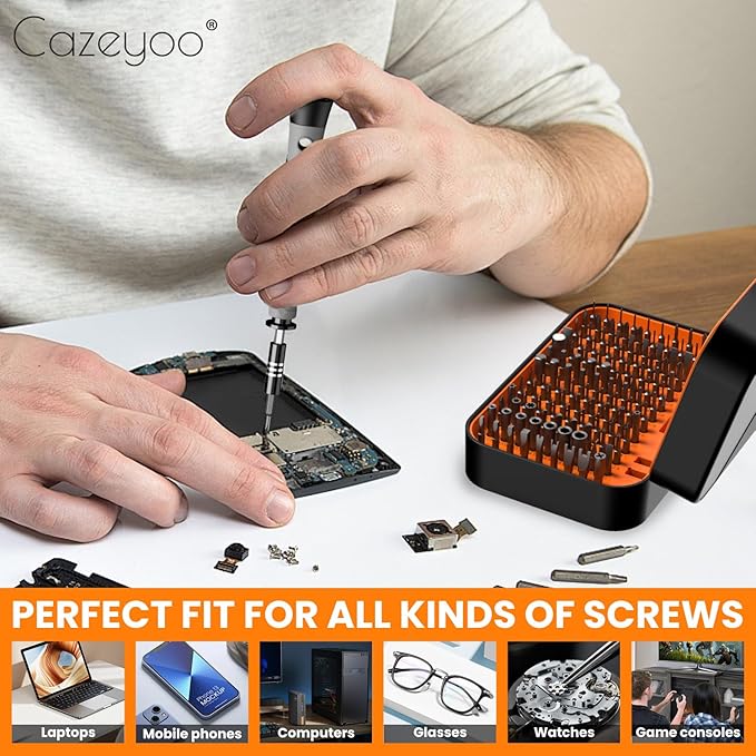 150 IN 1 Precision Screwdriver Set, 120 Bits Full Range Small Screwdriver Set, Magnetic Mini Repair Tool Kit for Ring Doorbell, Laptop, Switch, PS5, Xbox, Macbook, iPhone, Watch, Glasses - Orange