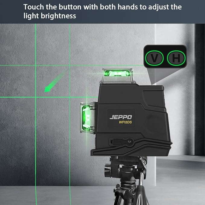 JEPPO Laser Level 360 Self Leveling,3x360° Cross Line Green Laser Level,3D Lazer Level for construction and picture hanging,APP Remote Control,with 5000mAh Rechargeable Battery,Magnetic Rotating Stand