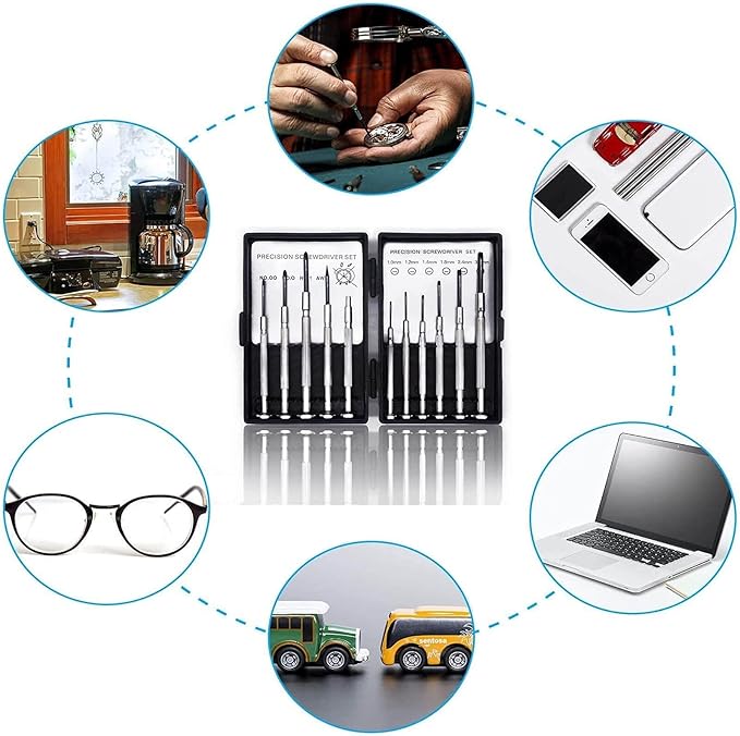 11PCS Mini Precision Screwdriver Set, Small Tools with 11 Size Flathead and Phillips Kit, Professional Magnetic Repair Tool for Jewelry, Ring Doorbell, Watch, iPhone, Toys, Computer, Eyeglass