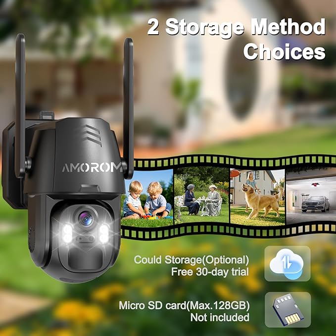 Solar Wireless Security Camera Outdoor 2K 360° Panoramic View, Color Night Vision, AI Motion Detection with Siren Alarm, IP65 Weatherproof, 2.4GHz WiFi & Smart App Control for Home, Apartment, Office