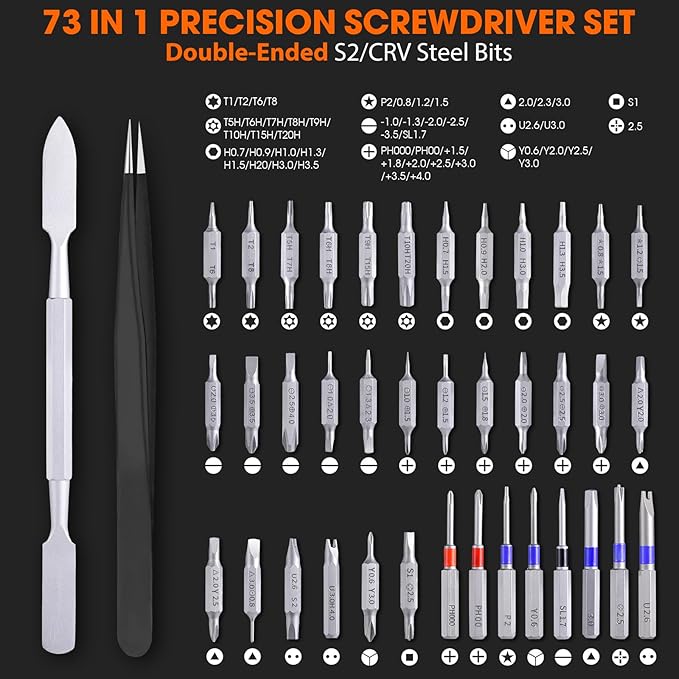 73 in 1 Precision Screwdriver Set, Small Mini Micro Screwdriver Set for DIY PC Computer Electronics, Magnetic Professional Repair Hand Micro Tool Kit, Reliable and Easy-to-Use