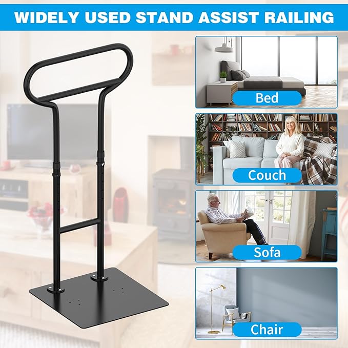 Bed Rails for Elderly Adults Safety, Adjustable Bed Cane for Elderly, Heavy Duty Stand Assist Railing for Seniors, for Couch, Chair, Full, Twin Bed (260LBS Loading, 5 Heights, Black)