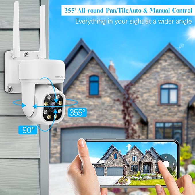 (Auto-Vidoe Tracking & 2-Way Audio) WiFi PTZ Outdoor Security Camera System Pan 5MP Wireless Cameras System 10 Channel NVR Video Surveillance DVR Set