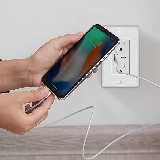 Faith Combination Electrical Outlet and USB Wall Charger | White Wall Outlet with USB Ports (1-Pack) | Power Outlet 15A/125V with 3.6A/5V Type A and C USB Outlets | Fast Charging and Tamper Resistant