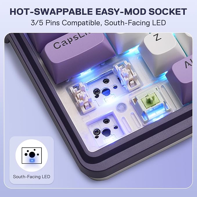 Redragon K745 PRO Wireless Gasket RGB Gaming Keyboard, 108 Keys Mechanical Keyboard w/Extra 4 Hotkeys, Hot-Swap South-Facing LED Socket, 5-Layer Noise Dampening, Round PBT Keycaps, Mint Mambo Switch