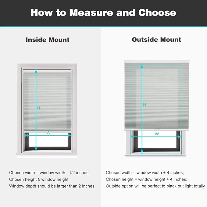 Changshade Cordless Cellular Shades, Light Filtering Honeycomb Shades for Windows, Pull Down Pleated Blinds, Easy to Install for Indoor Windows and French Doors,32" W x 48" H, Grey