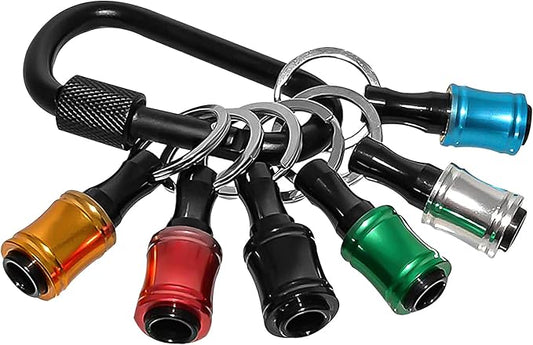 LUEXBOX 1/4 Inch Bit Holder Keychain, Hex Screwdriver Bits Holder Extension Bar, Quick Change Screw Bit Holder for Most Electric, Hand-held Screwdrivers and Drill Bits (A: Multicolored 6pack)