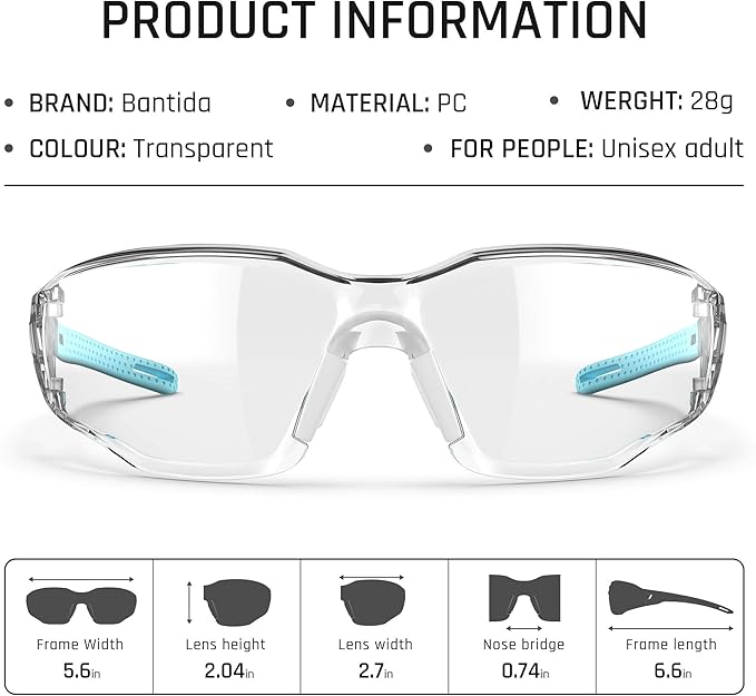 Safety Glasses Anti-Fog Goggles Clear Lens,Adjustable Frames Blue Light Blocking Eye Protection For Men Women