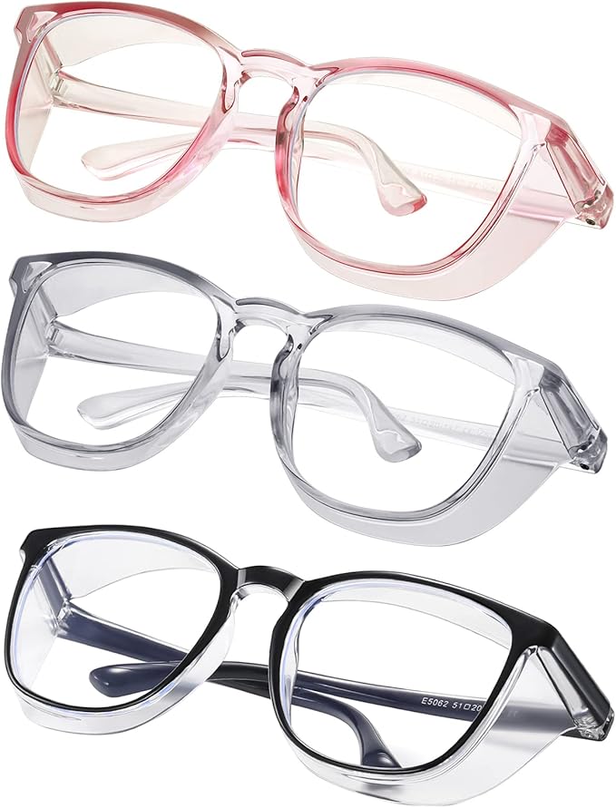 Safety glasses Goggles Nurses Protective Eyewear - Anti Fog Square Frame Stylish Clear Glasses for Women Men