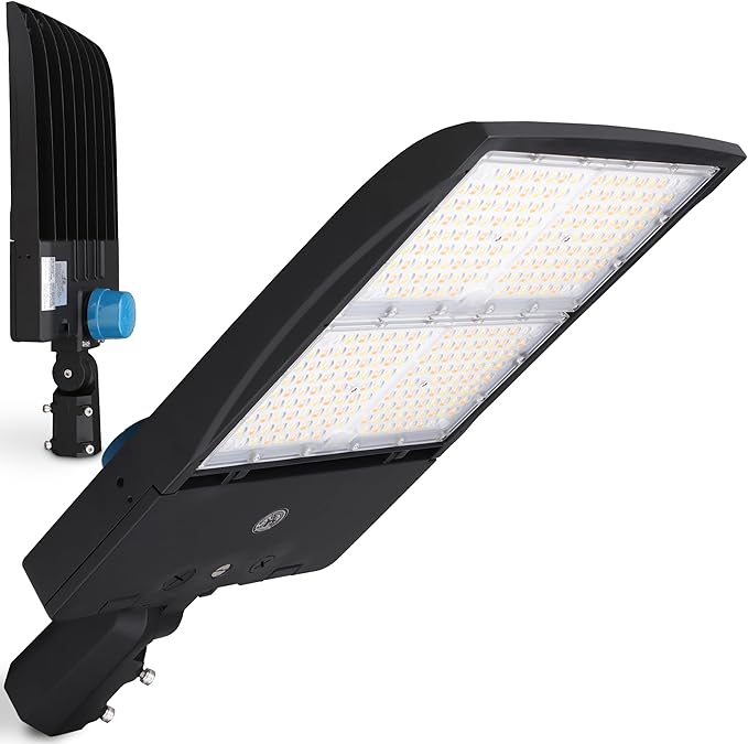 RuggedGrade 277-480V - 300W NextGen IV Series LED Shoebox Light with Photocell - Color Selectable 30K/40K/50K - Slip Fit - Black