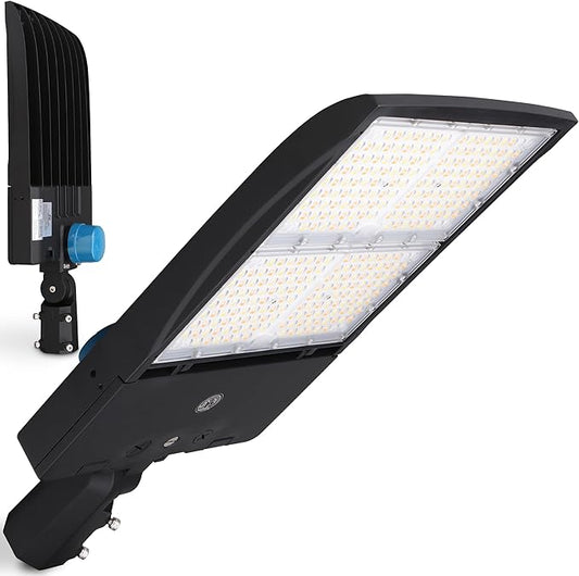 RuggedGrade 277-480V - 300W NextGen IV Series LED Shoebox Light with Photocell - Color Selectable 30K/40K/50K - Slip Fit - Black