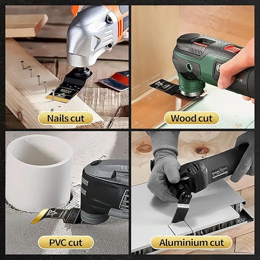 12PCS Titanium Oscillating Tool Blades, Professional Universal Titanium Oscillating Saw Blades Multitool Blades Kits for Metal Wood Plastics, Dewalt Milwaukee Ryobi Fein