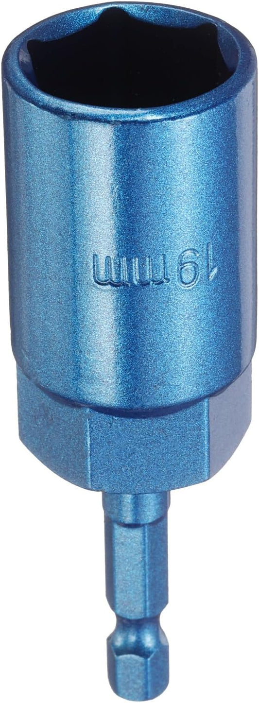 HARFINGTON Nut Driver 19mm Hex Drive Socket CR-V Steel Power Screw Drill Bits Socket Wrench Tools with 1/4" Quick Change Hex Shank for Power Drills Impact Drivers, Blue