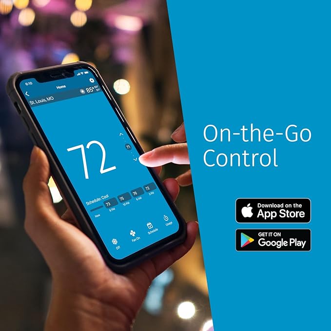 Sensi Touch 2 Smart Thermostat with Touchscreen Color Display, 100 Years of Expertise, Programmable, Wi-Fi, Data Privacy, Easy DIY, Works with Alexa, Energy Star Certified, ST76, C-Wire Required