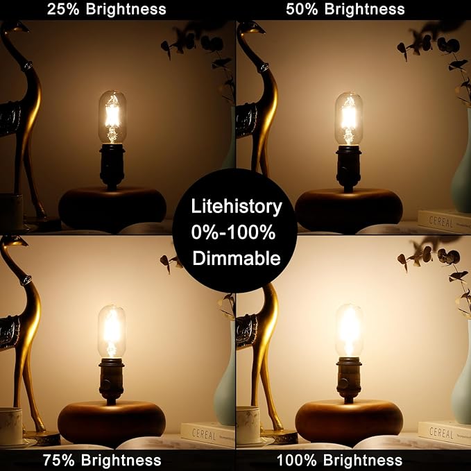 LiteHistory T45 LED Bulb,6W E26 LED Bulb Dimmable Equivalent E26 Bulb 60 Watt,Warm White 3000K E26 Edison Bulb,AC120V,600lm,CRI85,Clear Glass,Tubular Light Bulb,ETL Listed,Pack of 6