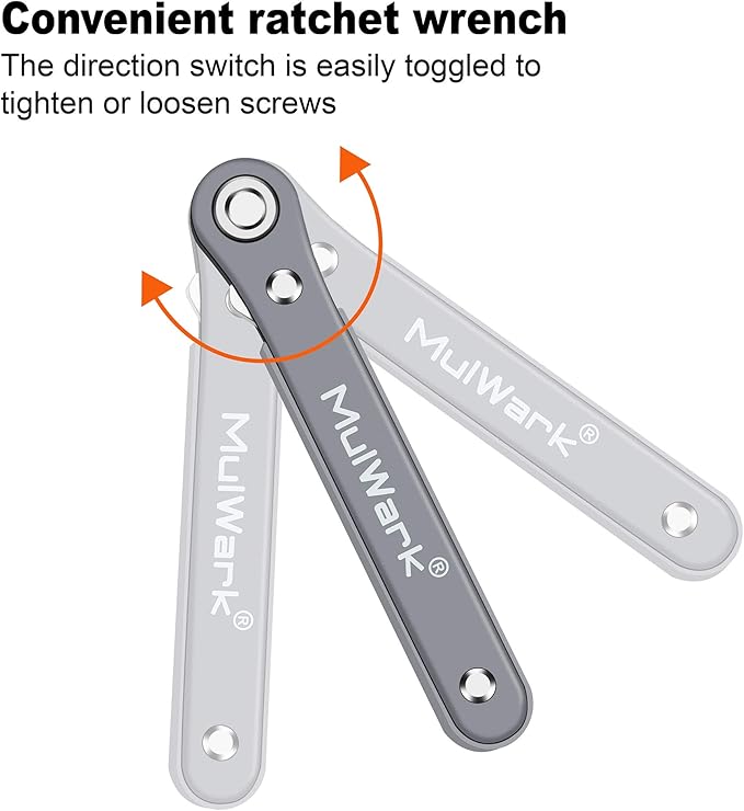 MULWARK 11pc Right Angle Screwdriver 1/4 Mini Ratchet Wrench Close Quarters Pocket Screwdriver Set with High Torque & Low Profile- EDC Tool with 90 Degree Mini Offset Reversible Drive Handle
