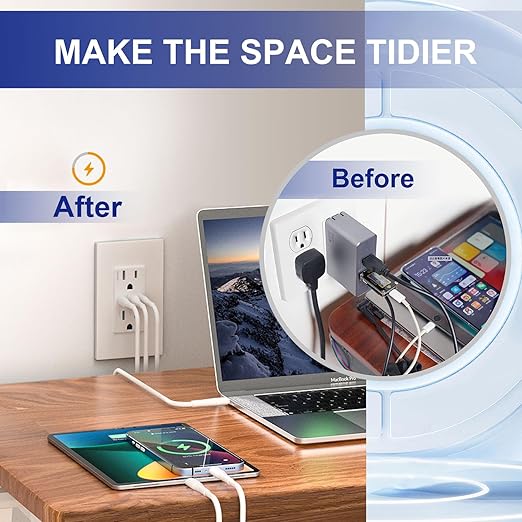 USB Wall Outlet, 65W GaN USB Outlet Receptacles with 3 USB Ports,15 Amp Tamper-Resistant Electrical Outlet with 1 Type A&2 Type C,Screwless Wall Plate Included,UL Listed