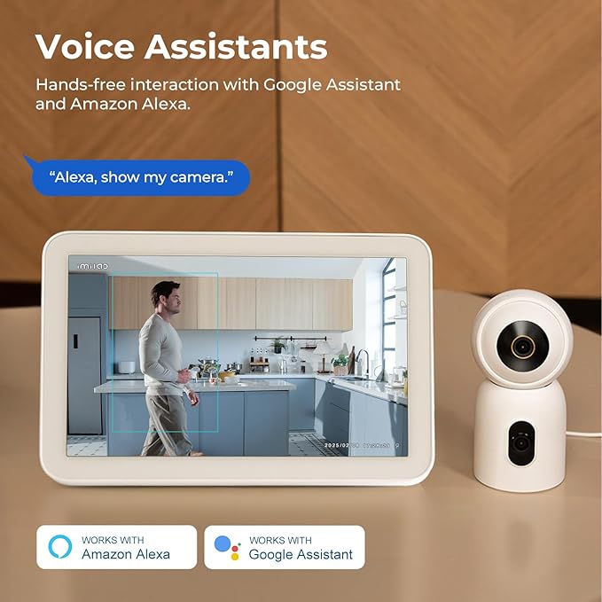 IMILAB C30 Dual Security Camera Indoor, 3K+3K Lens Pet/Baby Monitor Camera, 360° Home/Room Cam for Bedroom, Cry/Smoke/Fire/Person Alerts, App Control, Plug-in 5G WiFi Cam, Wall Mount, No Monthly Fee