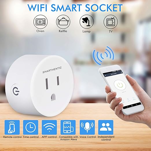 Smart Plug, WiFi Light Switch, Outlet Timer, Amazon Alexa Google Home Voice, APP and Remote Control, Smart Devices, Gadgets, Home Improvement Outlet Extender, 2.4ghz Network, Pack of (1)