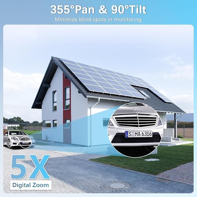 【PTZ Digital Zoom & 60-Day Storage】 Wired Security Camera System,Home NVR Video Surveillance Systems,Outdoor POE Security Cameras System