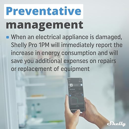 Shelly Pro 1PM | Wi-Fi & LAN, 1-Channel Smart Relay Switch with Power Metering | Home & Facility Automation | Compatible with Alexa & Google | iOS Android App | Remote Appliances Control