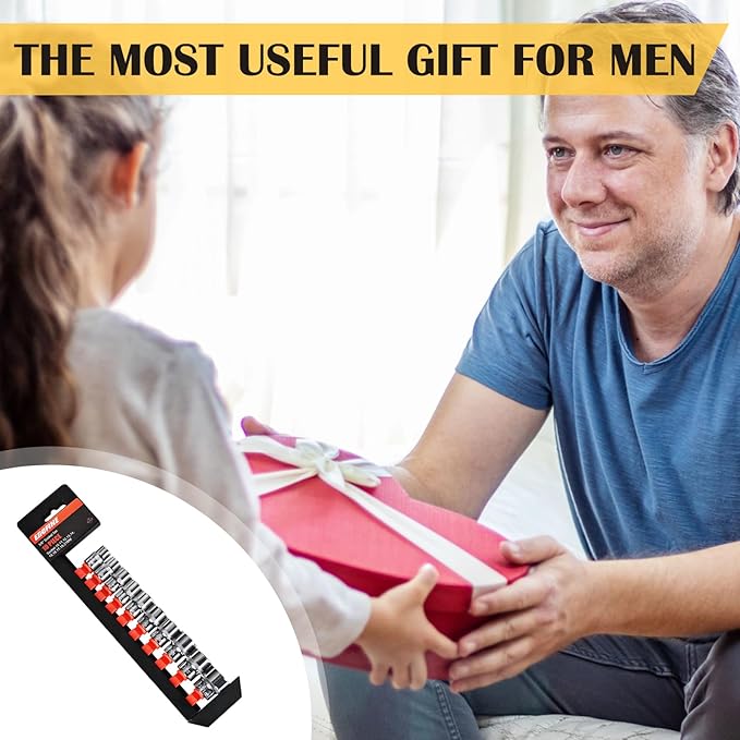 Egofine 10PCS 3/8” Drive Standard Socket Set,Shallow,Metric(10-21mm,6 Point Socket Set With Hanging Bracket,Cr-V Steel