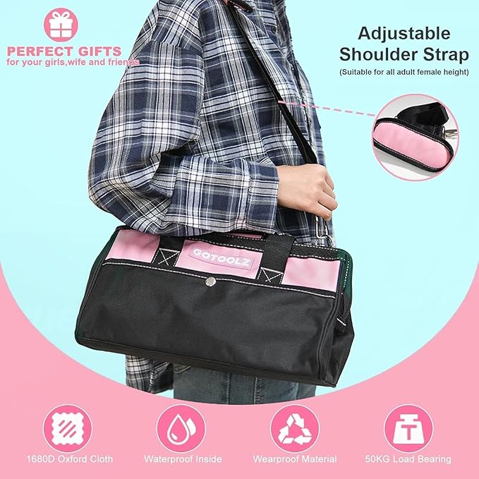 269-Piece Home Tool Set, General Household Repairing Tool Kit with Storage Bag, Basic Hand Tool Kit Set for Home Maintenance, DIY and Crafts(Pink)