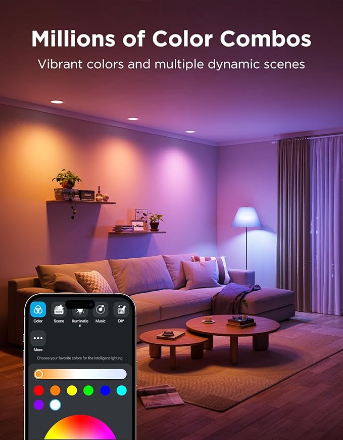 Govee BR30 Smart Light Bulbs, Works with Matter, Alexa and Google Assistant, LED Light Bulb, WiFi RGBWW Color Changing Flood Light Bulbs, Recessed Can Light Bulb, 2.4Ghz only, 850 Lumen, 6 Pack