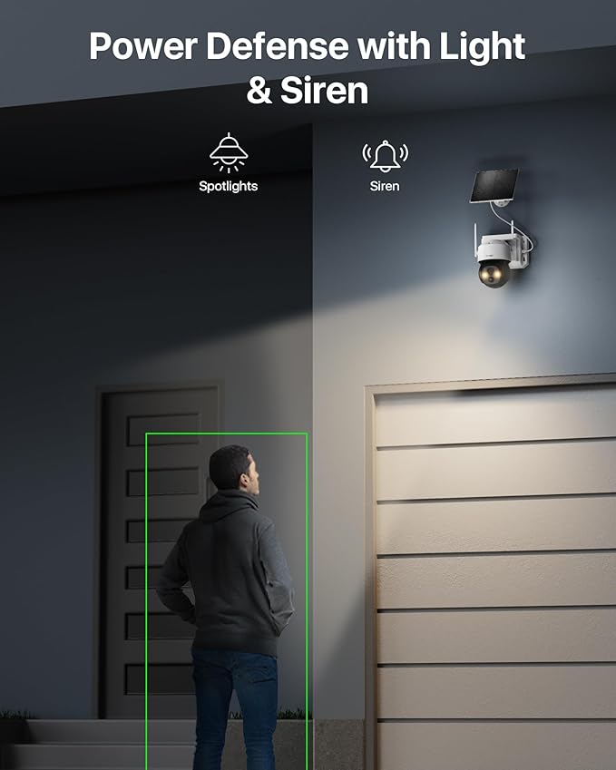 ZOSI C291 4MP Wireless Battery Security Outdoor Camera with Solar Panel, 2.5K 360 View Pan/Tilt Camera, Auto Track, PIR Human Detect, Color Night Vision, 2-Way Talk, Light Siren Alarm,32GB Memory Card