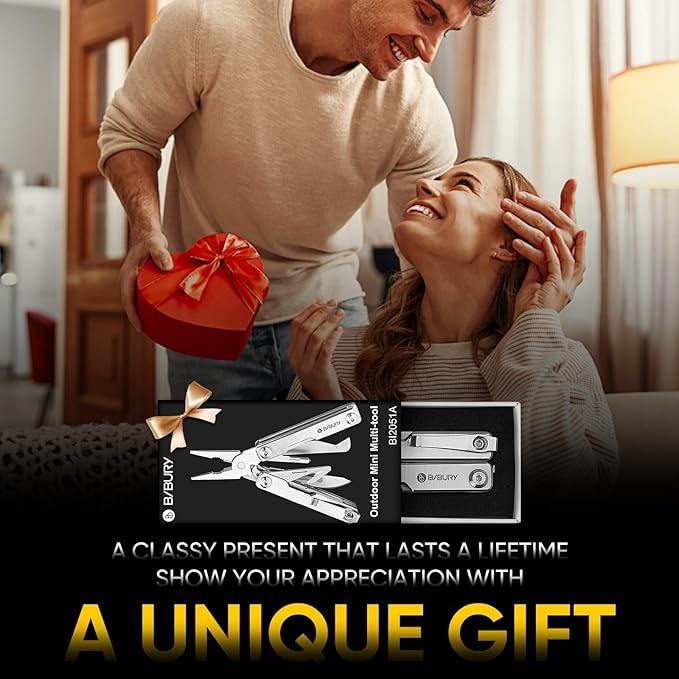 BIBURY Mini Multitool Pliers BI2051A, Mini Pocket Pliers with Window Breaker, Seat Belt Cutter, Bottle Opener for Outdoor Survival, EDC Multi Tool with Pocket Clip, Gifts for Men and Women