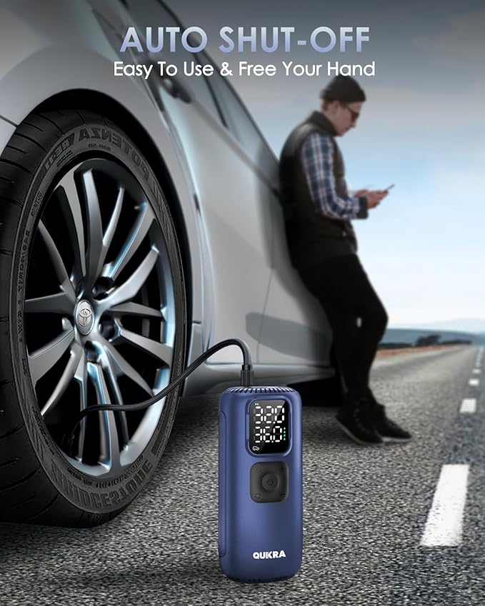 T22 Tire Inflator Protable Air Compressor, 3× Faster 160PSI Air Pump, Auto Cordless Tire Pump, Smart Air Compressor with LED Light and Digital Display for Car Pickup Truck Bike and More, Blue