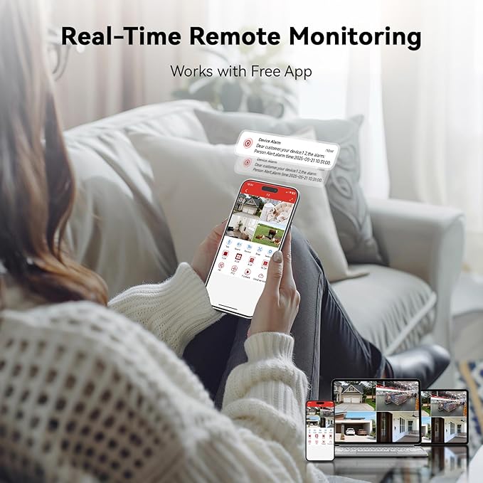 5MP Lite Security Camera System with 500G Hard Drive, 4 Channel AHD TVI DVR Recorder, 4pcs HD Indoor Outdoor Wired Surveillance CCTV Dome Cameras, Smart Motion Detection, Night Vision