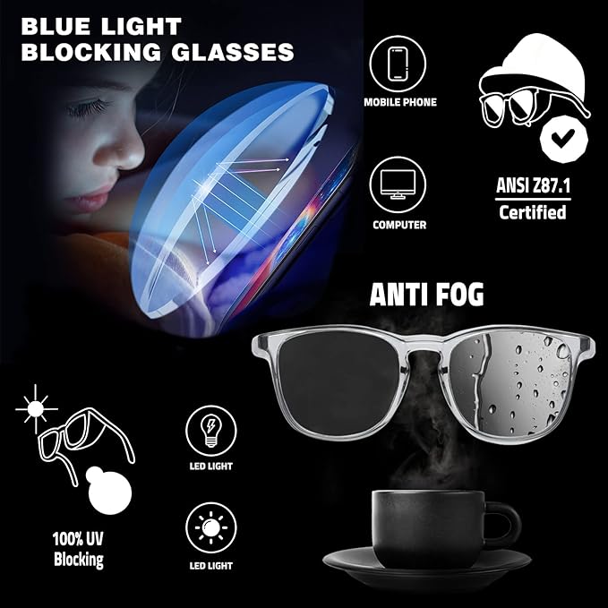 Safety glasses Goggles Nurses Protective Eyewear - Anti Fog Square Frame Stylish Clear Glasses for Women Men
