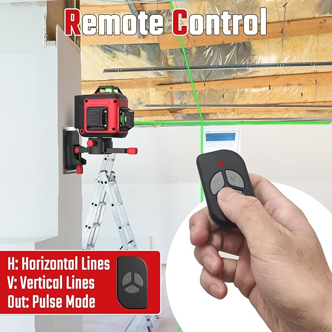 Laser Level Pro Kit, 3X360° Self-leveling Tool for Construction, Tiling Floor & Picture Hanging, 3D Cross Line Level with Fine-tuning Bracket, 12 Lines level Tool with 2 * 2400mAh Battery