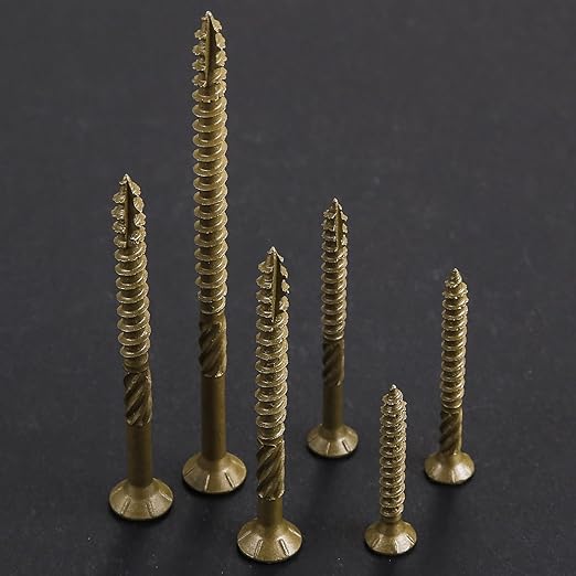 #8 * 1-5/8" Deck Screws, (377pcs) 2 lbs.Exterior Wood Screws, Rust Resistant epoxy Coated, Bronze, T20 Star Bit