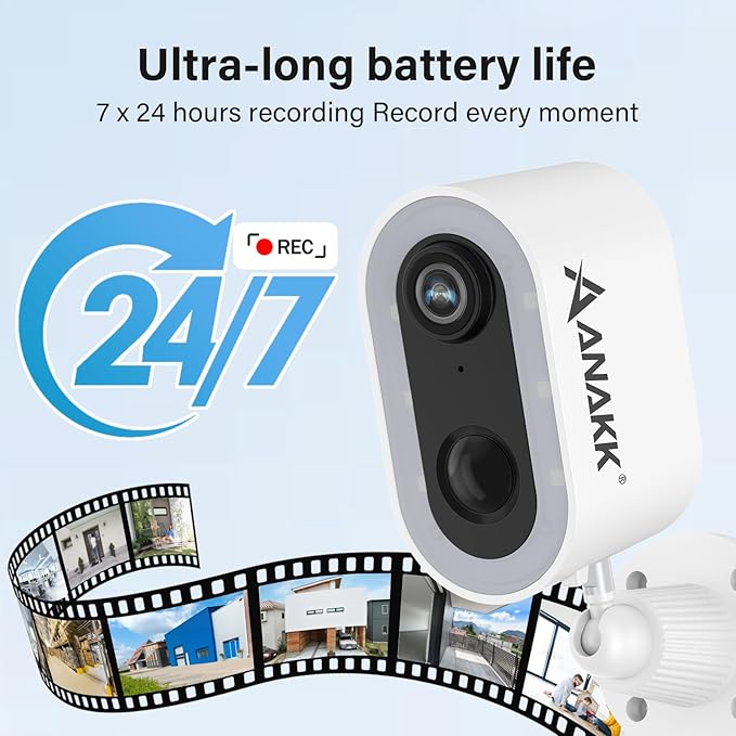 Solar Security Camera Wireless Outdoor, Solar-Powered 4MP 1-Cam, Compatible with A32 System, Color Night Vision,Motion Detection,24/7 Recording