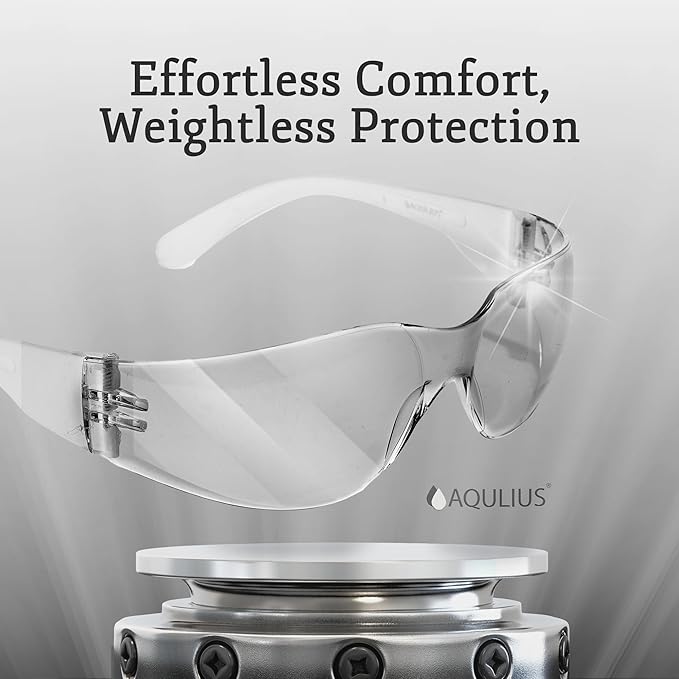 Aqulius Safety Glasses - 24 Pack, Clear Frame - Anti-Fog Protective Eyewear with Side Shields for Men & Women - Over Eyeglasses Eye Protection for Shooting & Construction