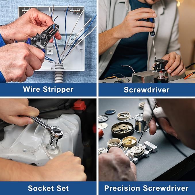 COMOWARE 120 Pcs Home Tool Kit with 20V Power Drill, Li-ion Battery & Charger - 25+1 Clutch Tool Set for Home, Garden & Office Repair - Blue Case