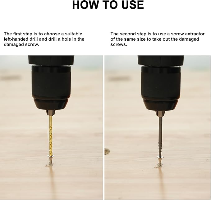 14Pcs Screw Extractor Set, Left Hand Drill Bit and Bolt Extractor Kit Easy to Remove Stripped Broken Damaged Screw Bolt and Nut Out, Reverse Drill Bit Extractor Set