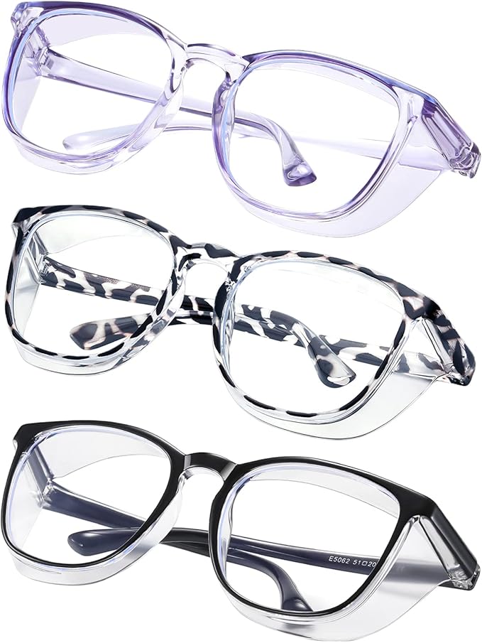 Safety glasses Goggles Nurses Protective Eyewear - Anti Fog Square Frame Stylish Clear Glasses for Women Men