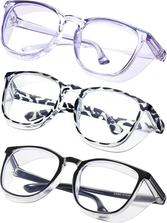 Safety glasses Goggles Nurses Protective Eyewear - Anti Fog Square Frame Stylish Clear Glasses for Women Men