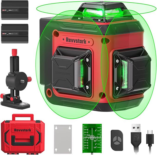 Laser Level Pro Kit, 3X360° Self-leveling Tool for Construction, Tiling Floor & Picture Hanging, 3D Cross Line Level with Fine-tuning Bracket, 12 Lines level Tool with 2 * 2400mAh Battery